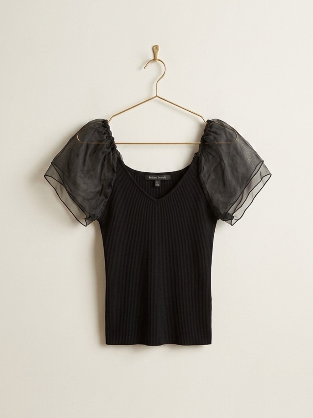 Jealous Tomato Black Tank Top with Sheer Ruffle Sleeves